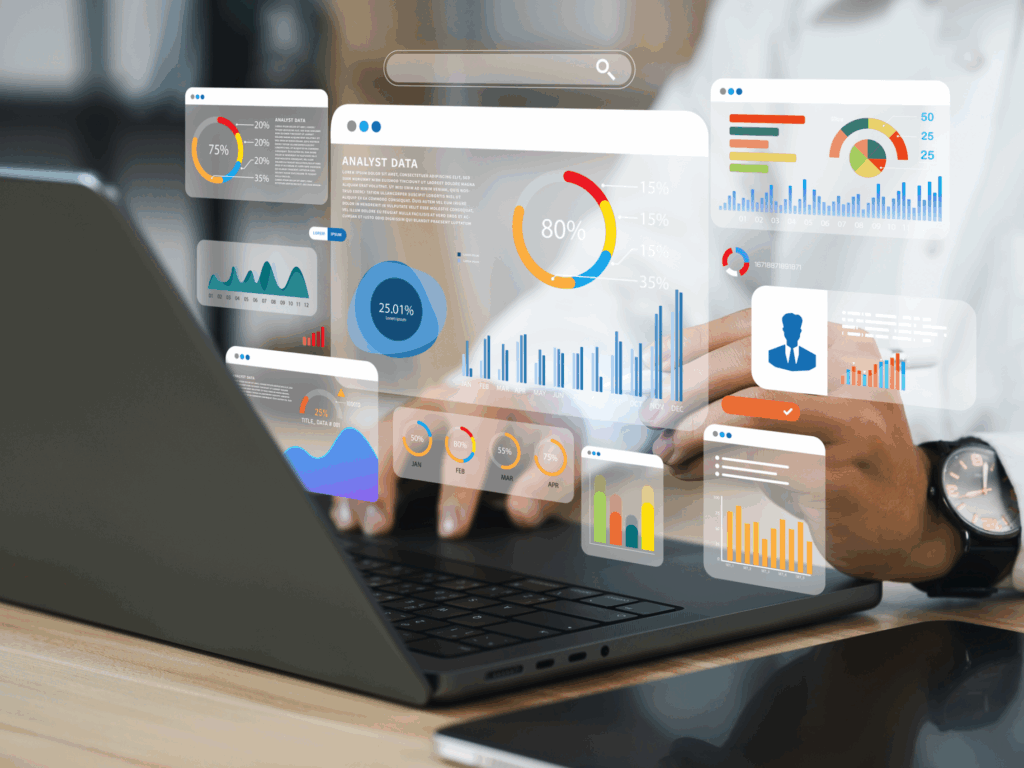 Laptop mit Statistiken zur Visualisierung von Daten